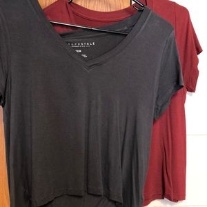 Gray and Maroon crop tops